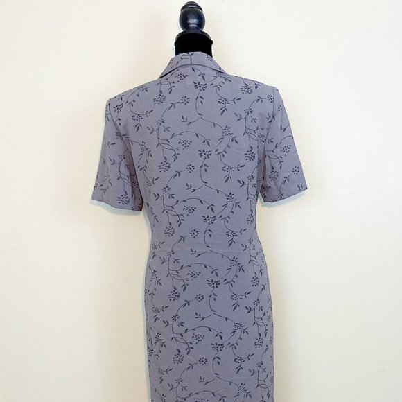 Bahari Group Fattaneh | Vintage | New York | Floral Blue Button Down Maxi Dress - Picture 8 of 13